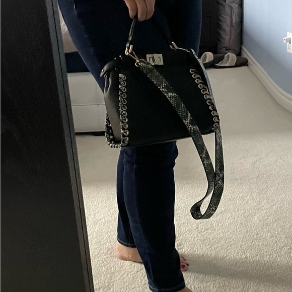 Black Purse with Python Print Strap - Picture 6 of 6